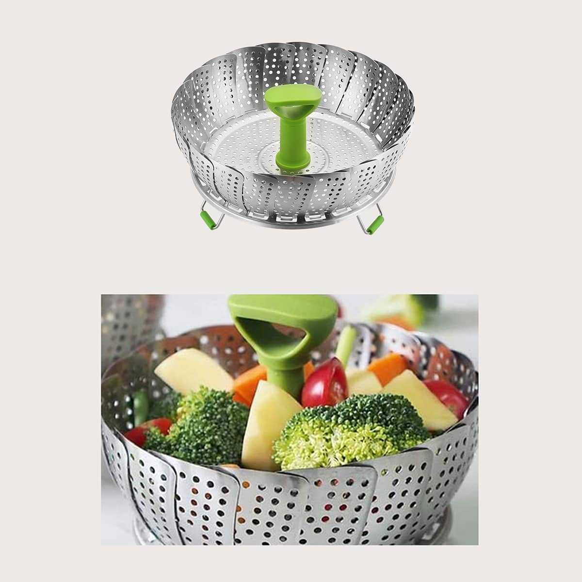 

Foldable Steamer Tray Rack, Multicolor