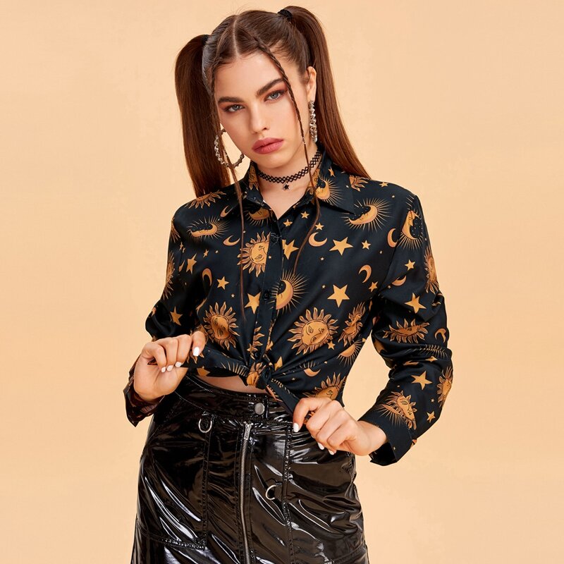 

Sun & Moon All Over Print Blouse, Multicolor