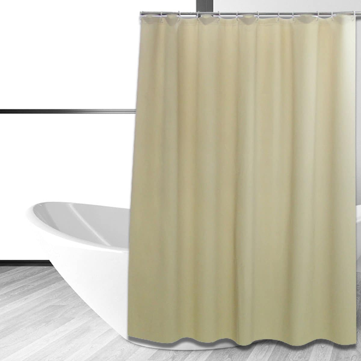 

Plain Shower Curtain With 12hooks, Beige