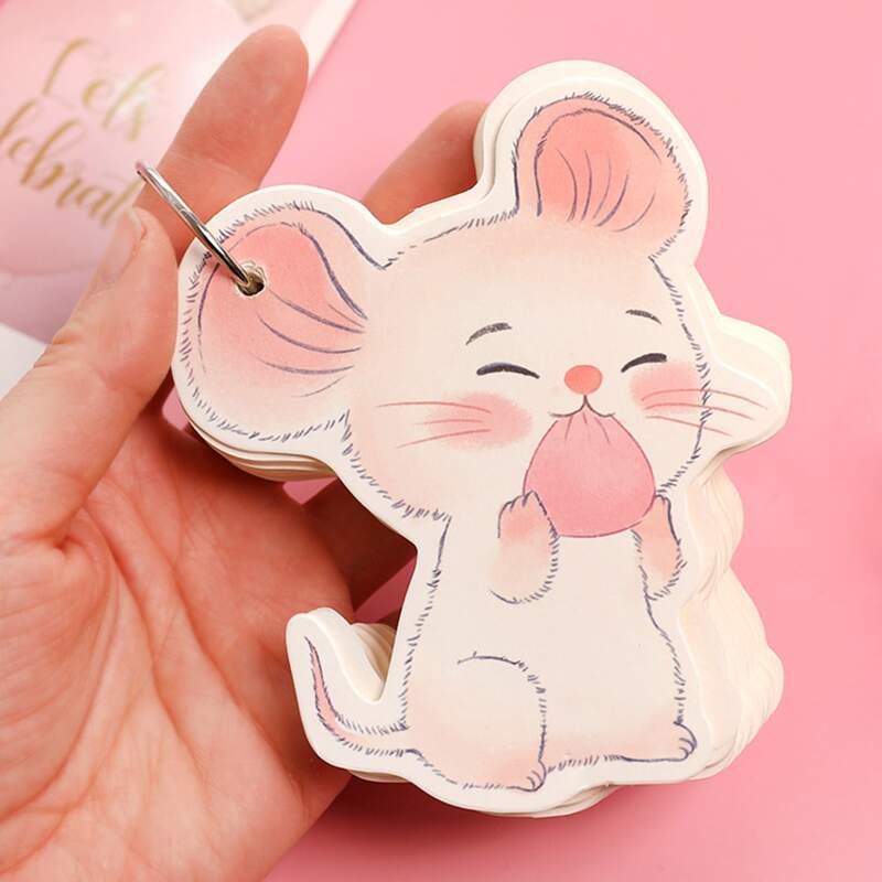 

1pack Mouse Shaped Random Ring Memo Pad, Multicolor