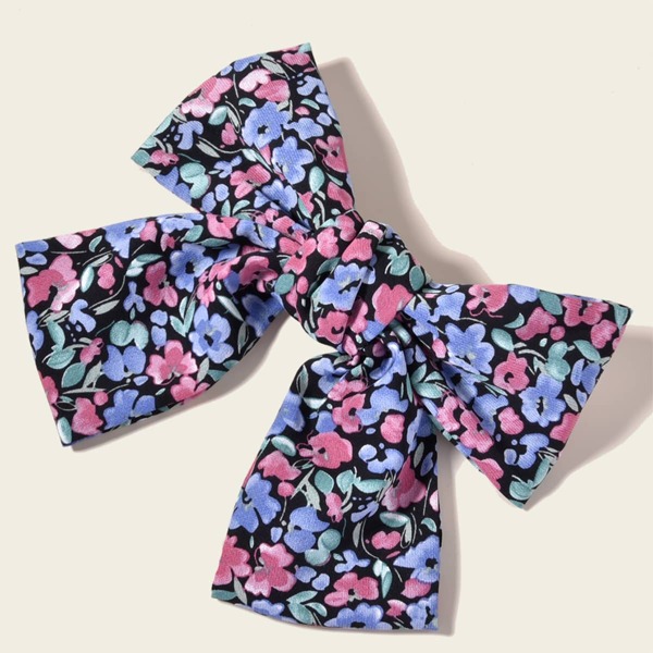 

Flower Print Bow Decor Hair Clip, Multicolor