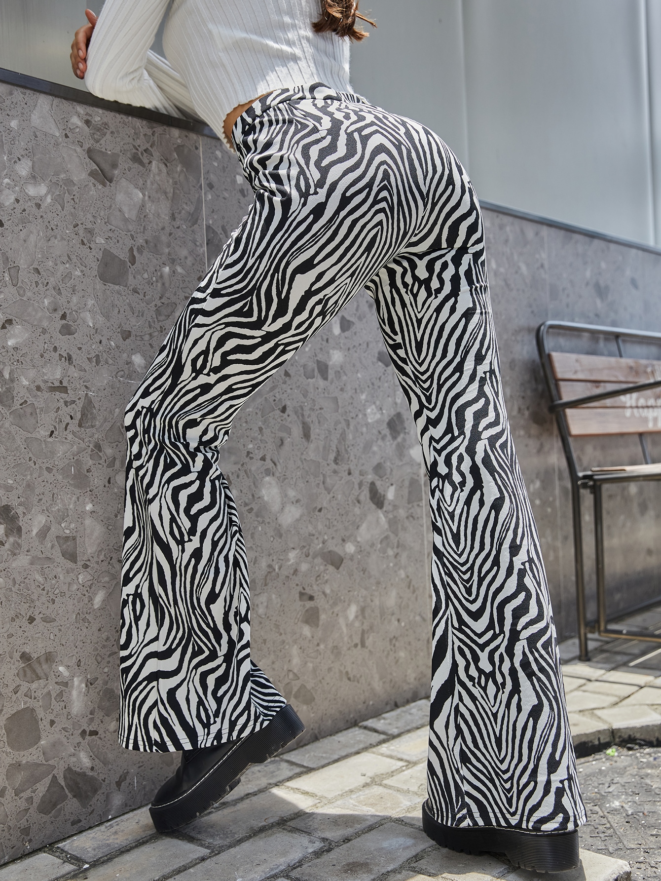 zebra flare pants