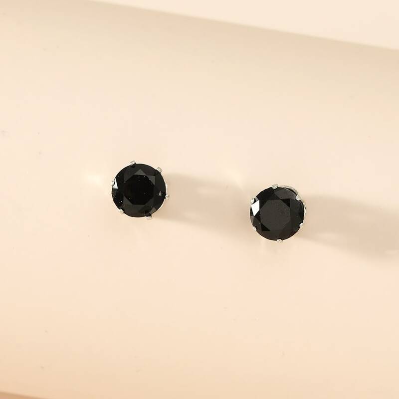 

Rhinestone Design Stud Earrings, Black