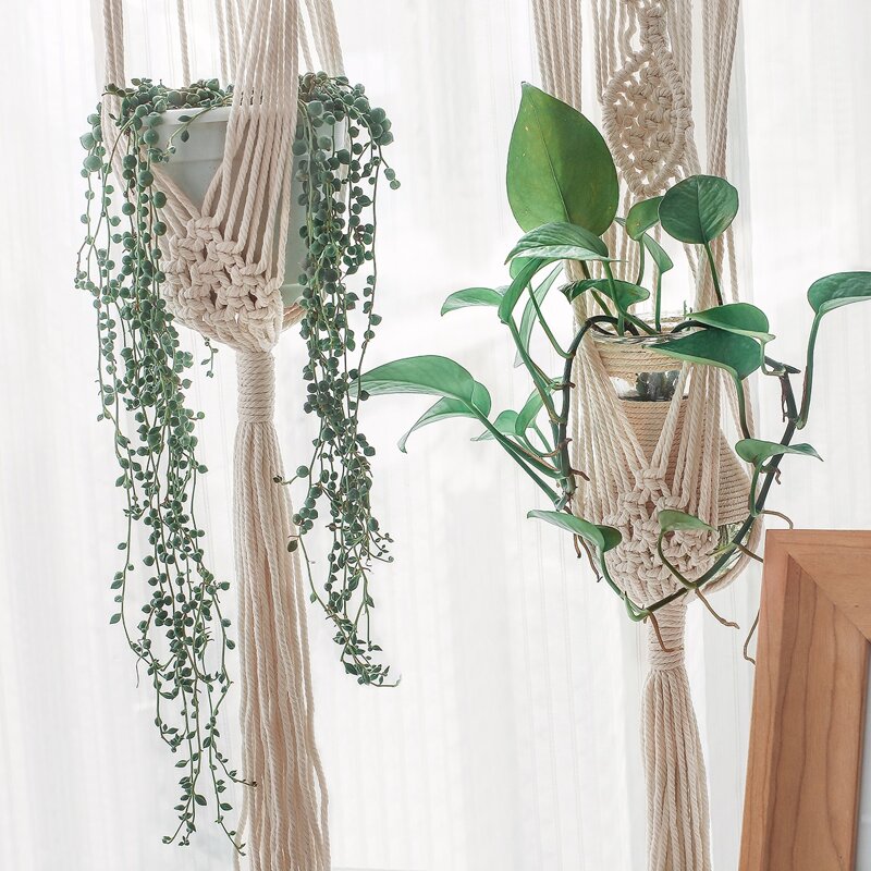 

1pc Macrame Plant Hanger, Beige