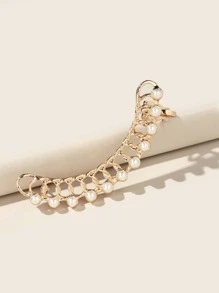 Faux Pearl Decor Ear Climber - Yellow Gold - View 2