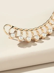 Faux Pearl Decor Ear Climber - Yellow Gold - View 3