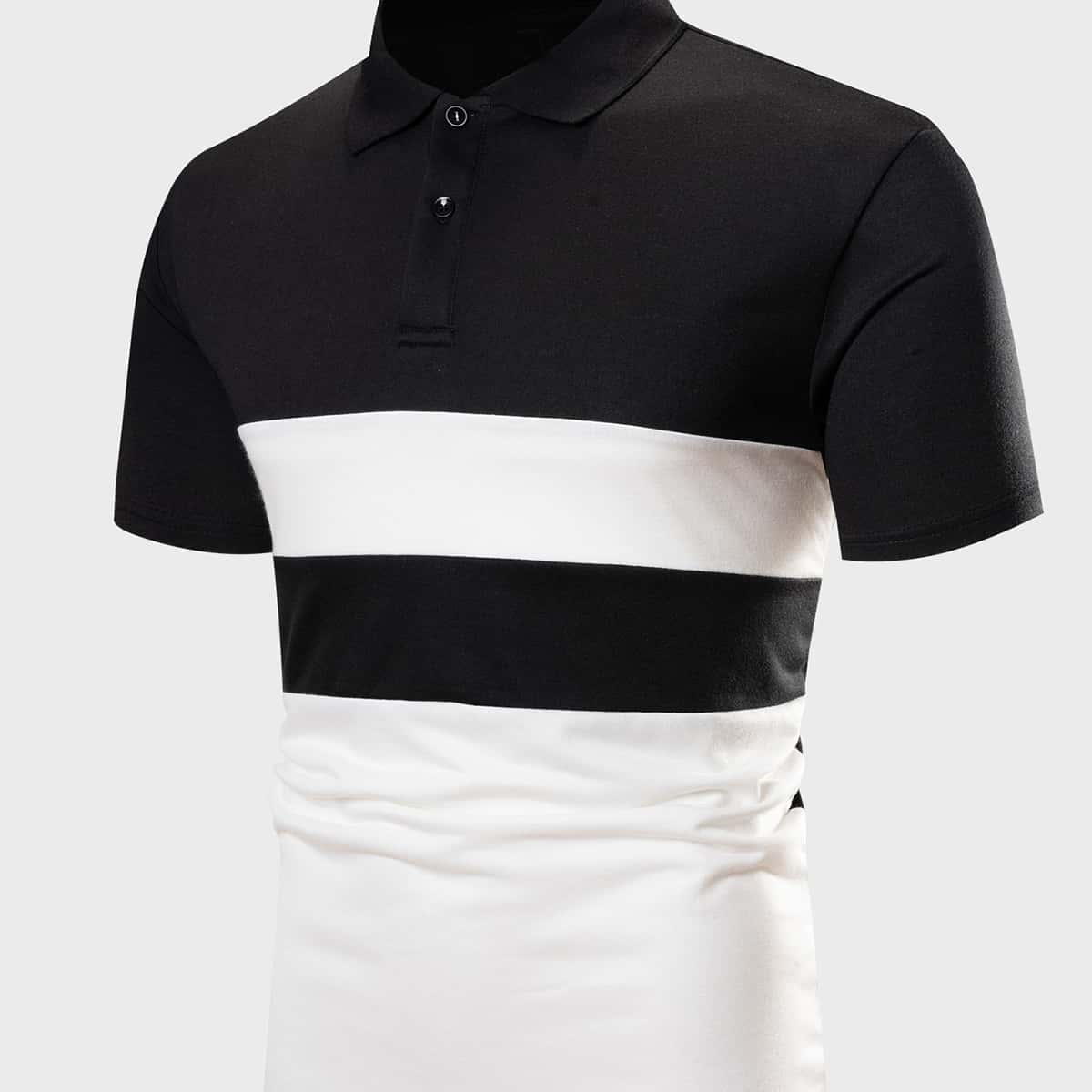 

Guys Two Tone Polo Shirt, Black and white
