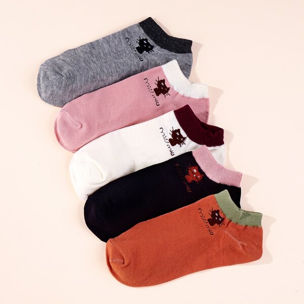 

5pairs Toddler Girls Cartoon Graphic Socks, Multicolor