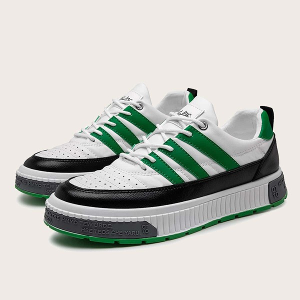 

Men Lace-up Front Colorblock Sneakers, White