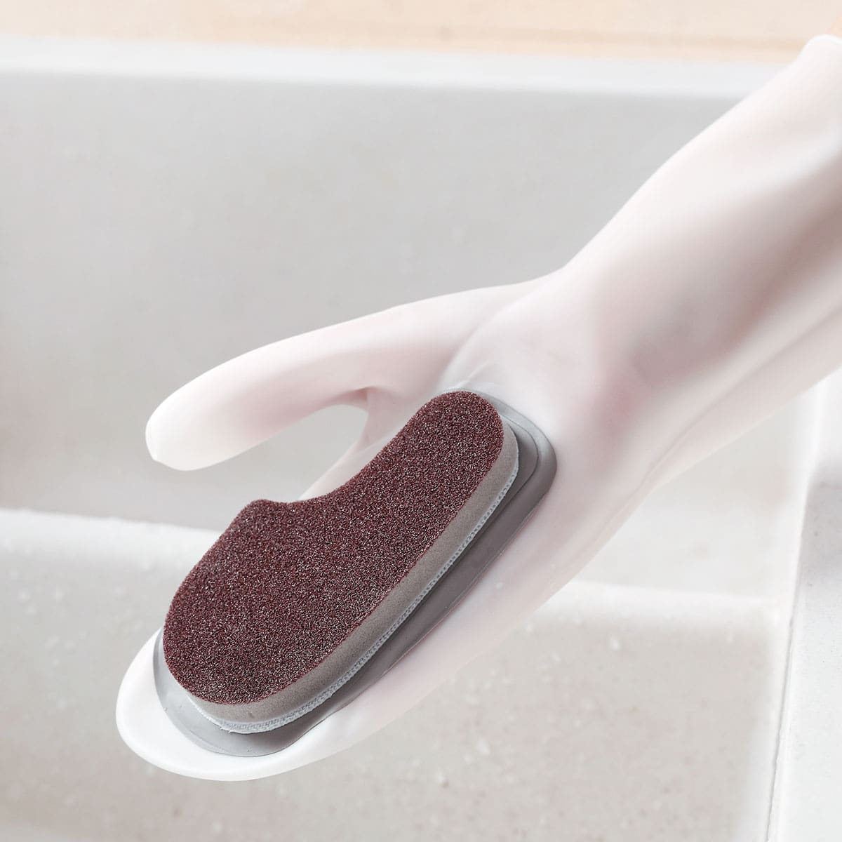 

1pc Dishwashing Glove With Cleaning Brush, Red