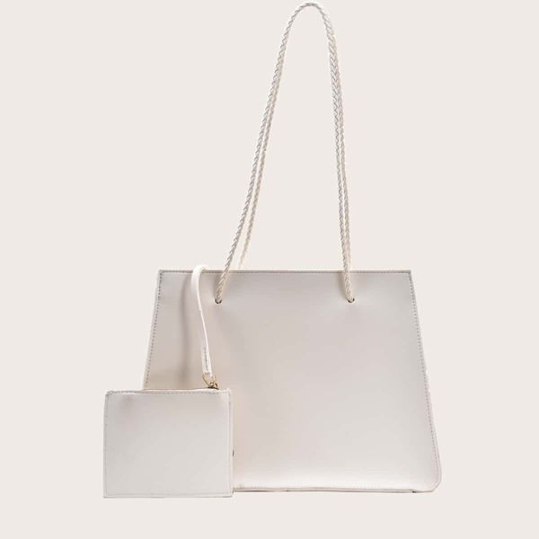 

Minimalist Tote Bag With Purse, White