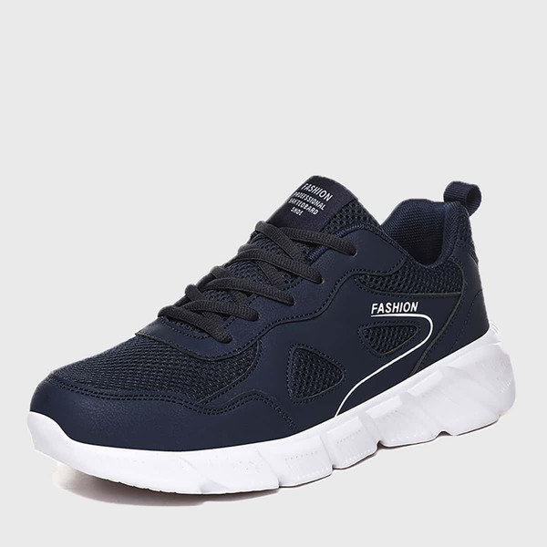 

Men Lace-up Front Mesh Panel Sneakers, Blue