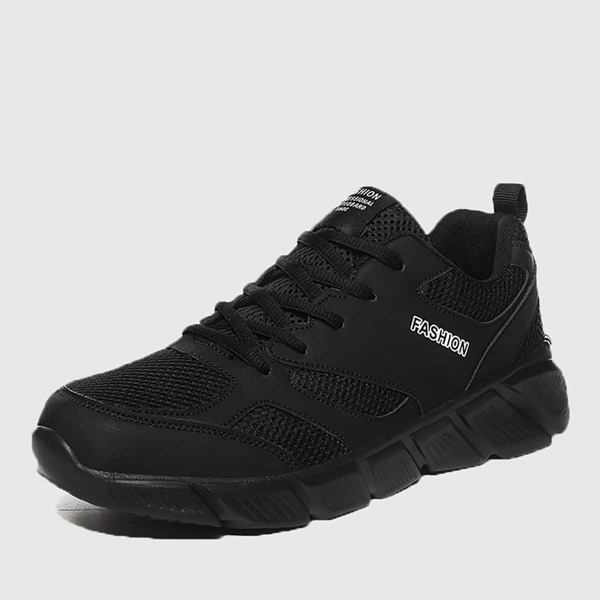 

Men Lace-up Front Mesh Panel Sneakers, Black