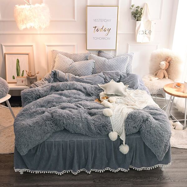 

Plain Plush Duvet Cover Without Filler, Grey
