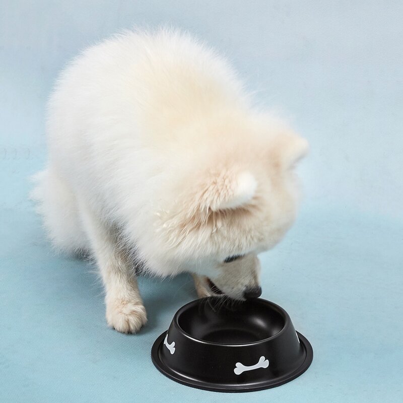 

1pc Dog Stainless Steel Feeding Bowl, Black