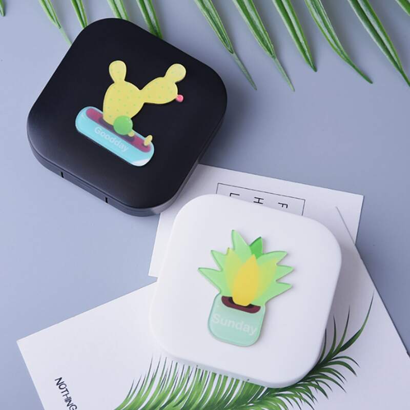 

1pc Random Cactus Decor Contact Lens Case, Multicolor