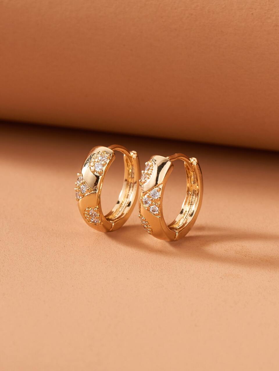 Rhinestone Decor Hoop Earrings