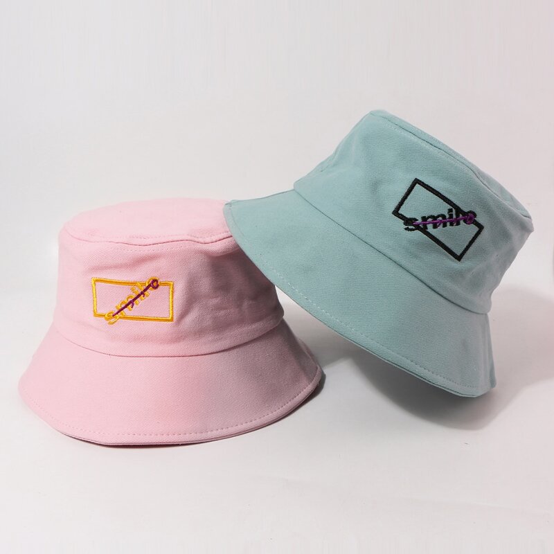 

2pcs Letter Embroidery Bucket Hat, Multicolor