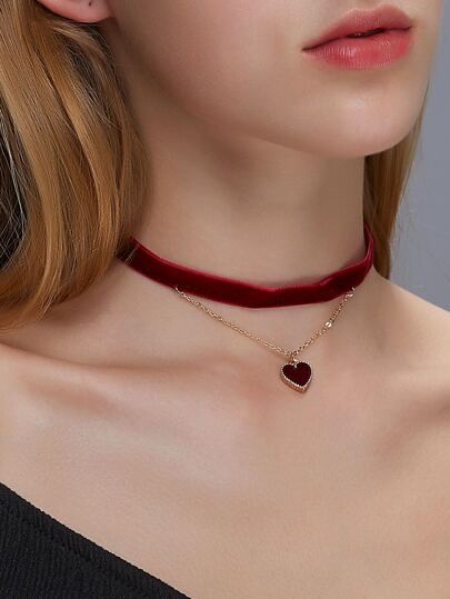心形吊墜多層頸鍊