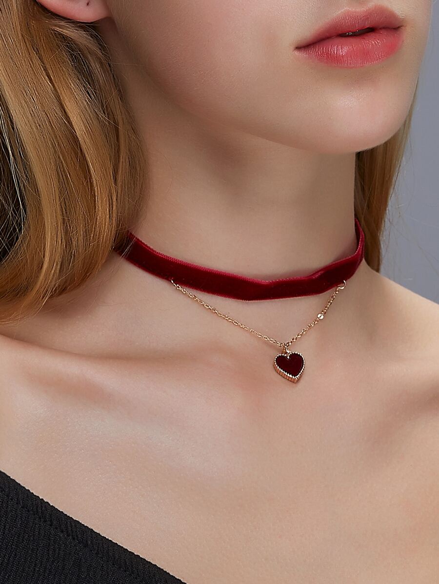 心形吊墜多層頸鍊