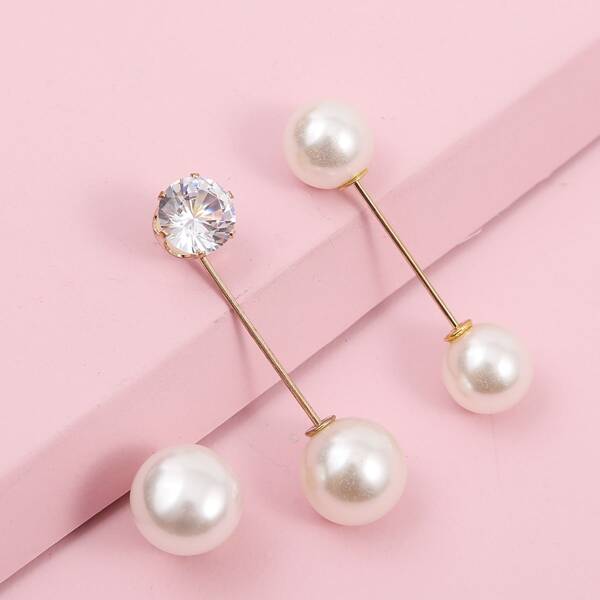

3pcs Faux Pearl Decor Brooch, Multicolor
