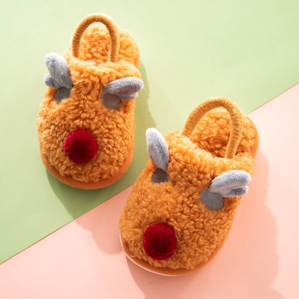 

Toddler Girls Cartoon Design Slingback Fluffy Slippers, Orange