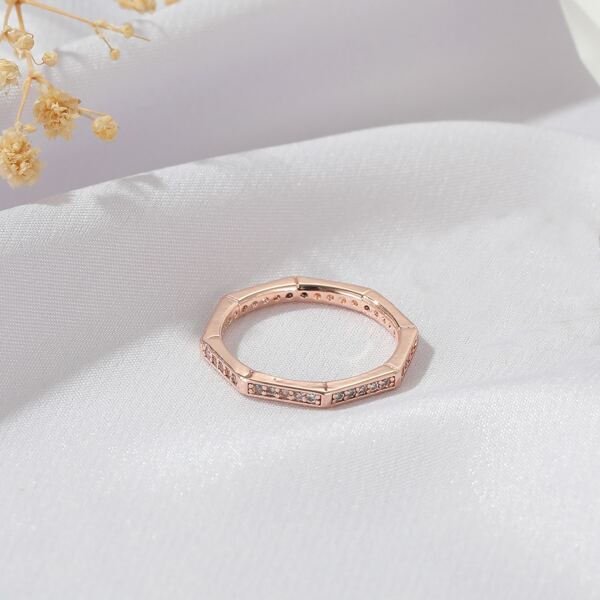 

Rhinestone Decor Geometric Ring, Gold