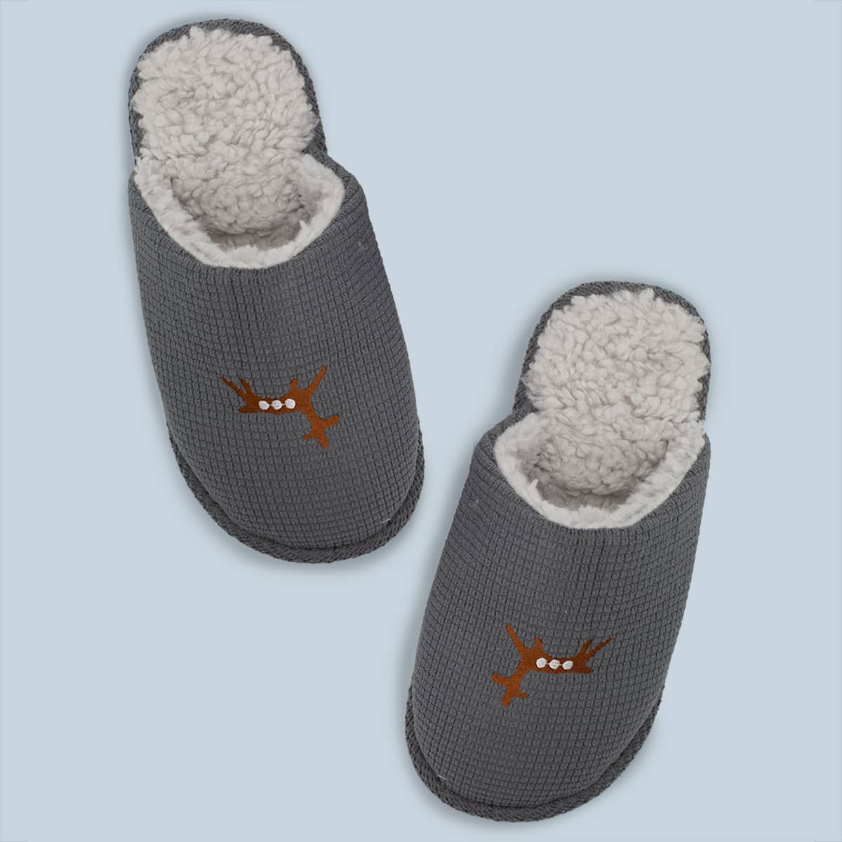

Guys Cartoon Graphic Fluffy Slippers, Grey