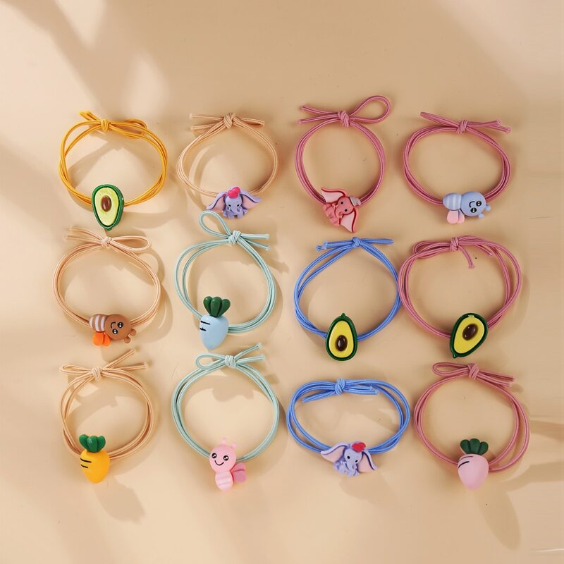

12pcs Cartoon Fruit Hair Tie, Multicolor