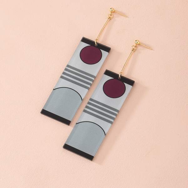 

Geometric Pattern Drop Earrings, Multicolor