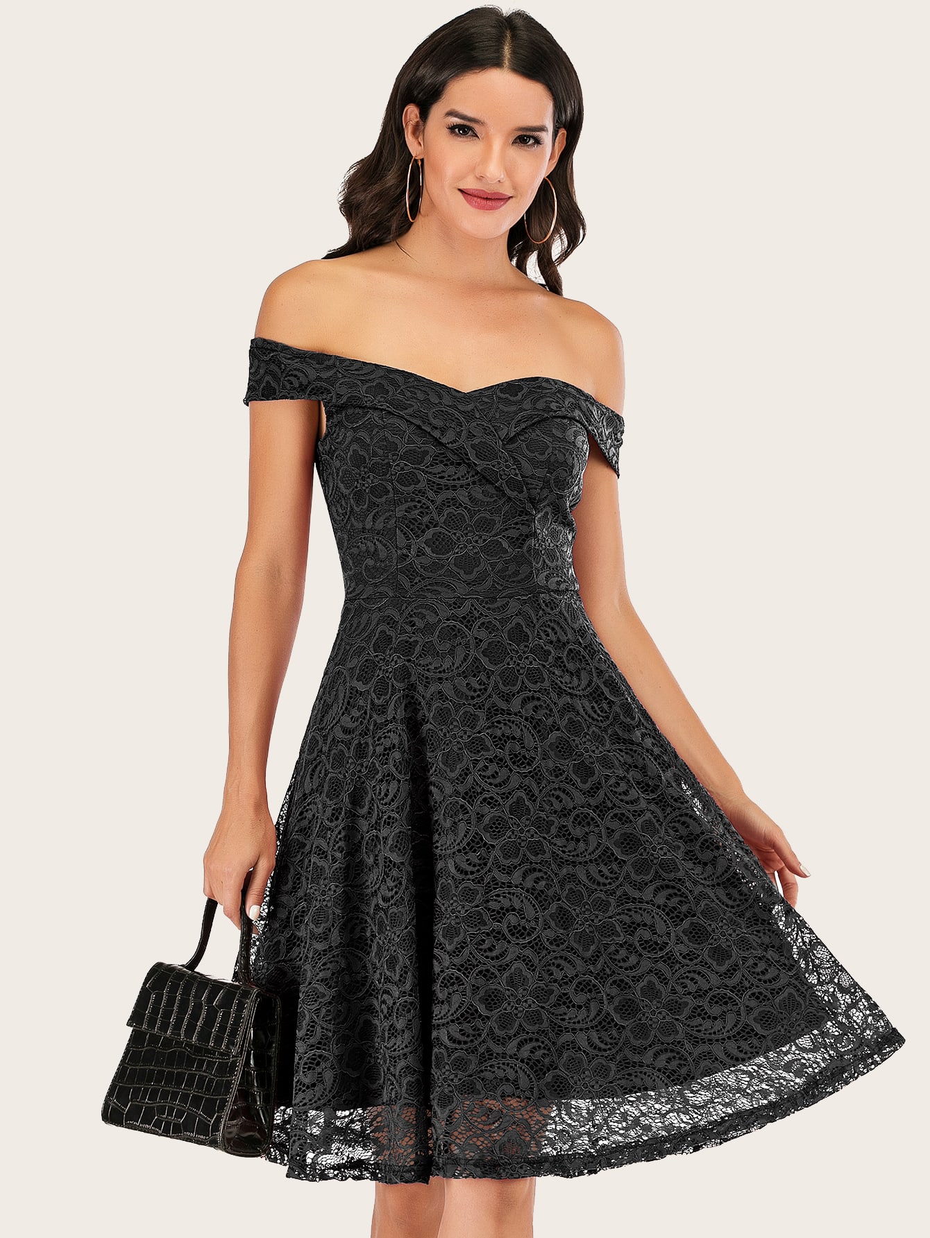 off the shoulder fit and flare dress