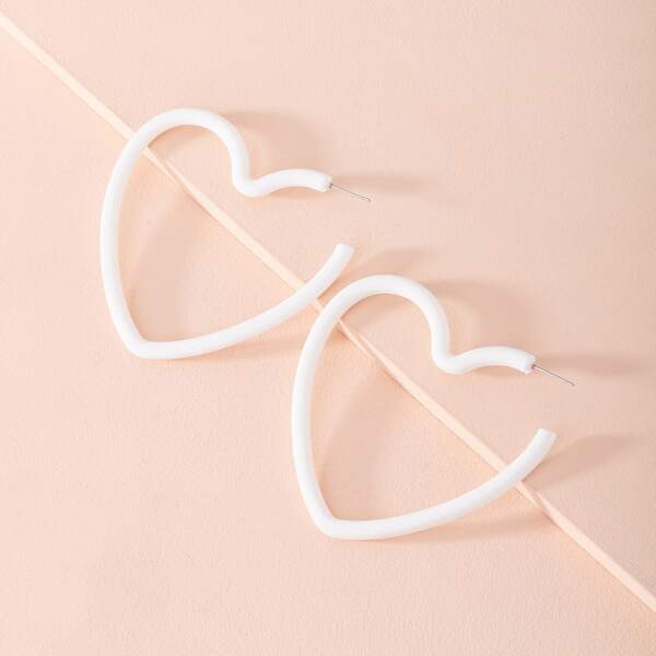

Heart Cuff Hoop Earrings, White