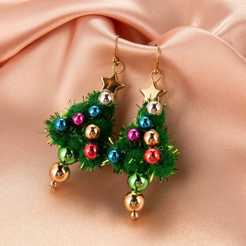 

Christmas Tree Charm Drop Earrings, Green
