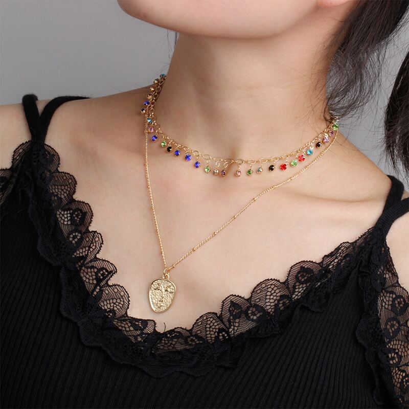 

2pcs Figure Charm Necklace, Gold