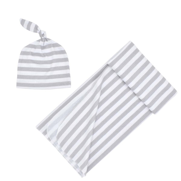 

Newborn Unisex Striped Wrap Blanket & Hat Photo Outfit, Multicolor