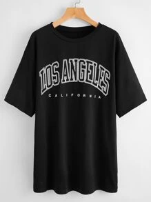 Los Angeles Graphic Oversized Tee - Black - View 1