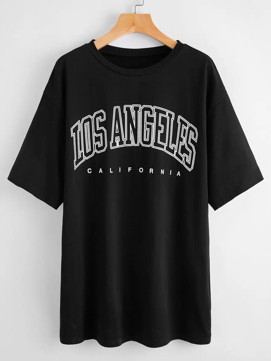 Los Angeles Graphic Oversized Tee - Black - View 1