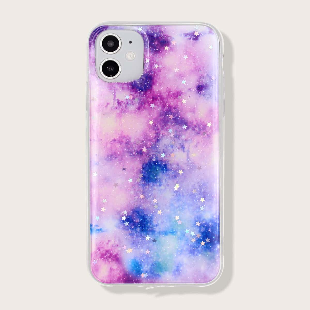 

1pc Galaxy Print iPhone Case, Multicolor