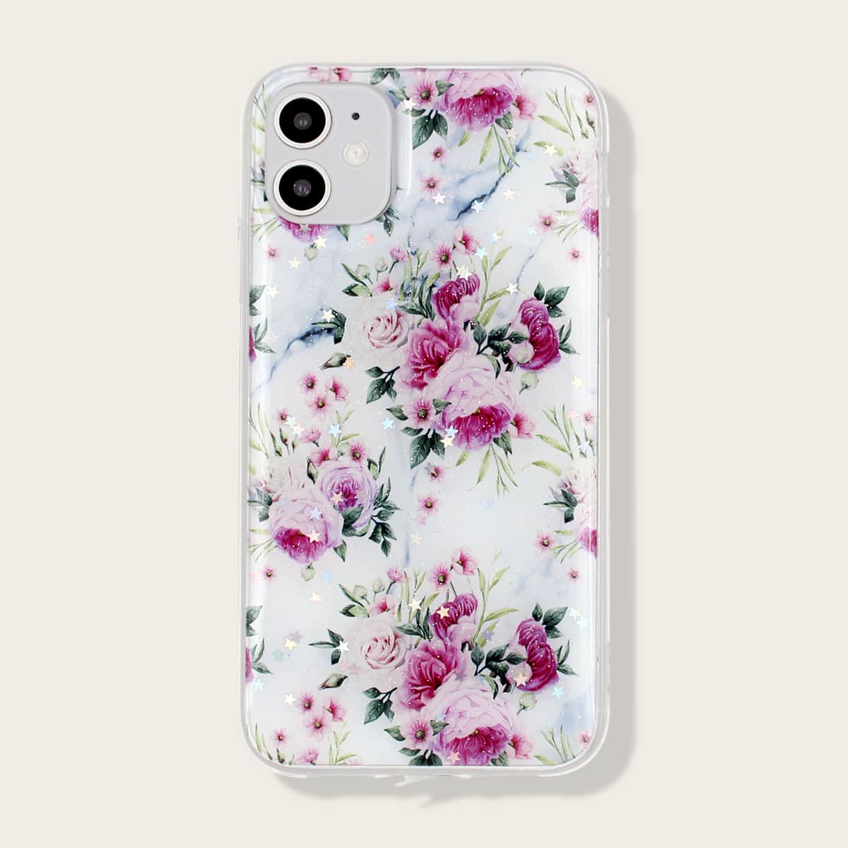 

1pc Flower Pattern iPhone Case, Multicolor