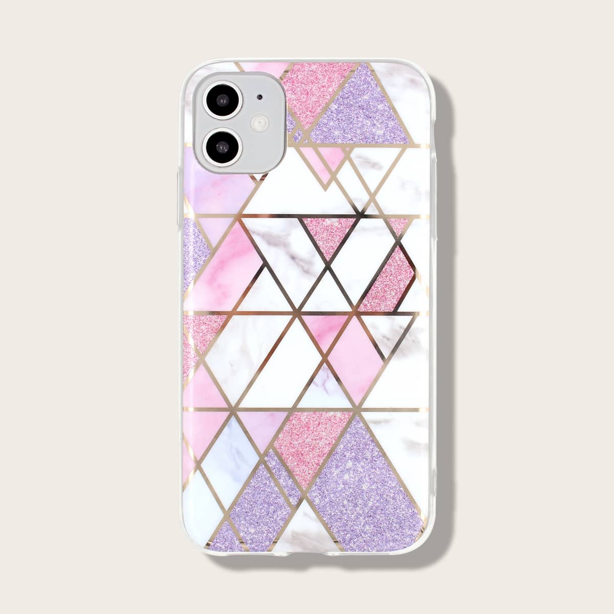 

1pc Geo Print iPhone Case, Multicolor
