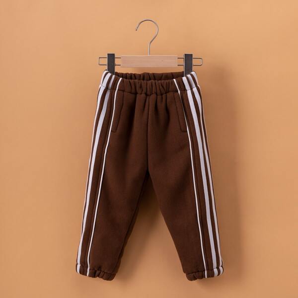 

Toddler Girls Striped Tape Side Pants, Chocolate brown