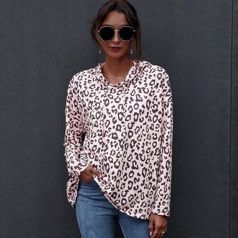 

Drop Shoulder Drawstring Leopard Oversized Hoodie, Multicolor