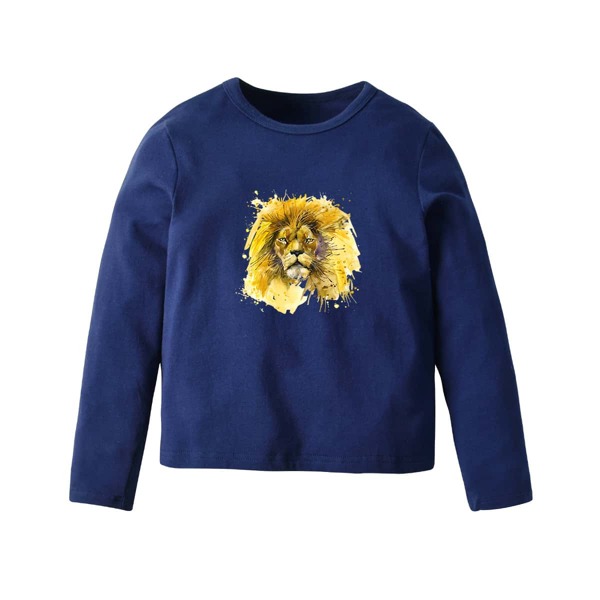 

Toddler Boys Lion Print Tee, Navy blue