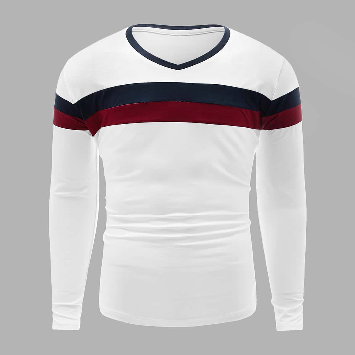 

Men Color-block Contrast Binding Tee, White