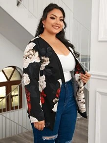 大碼印花前開式外套 - 彩色 - 查看 5