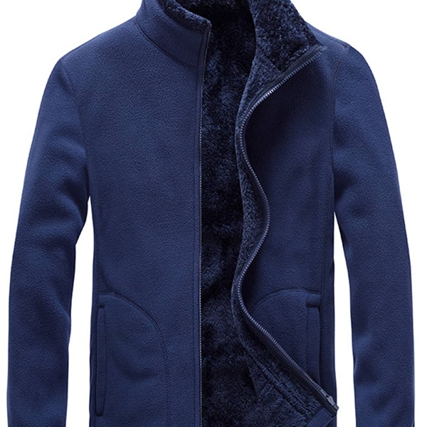 

Men Funnel Neck Fleece Jacket, Navy blue
