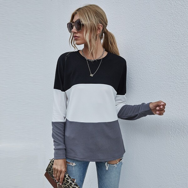 

Color Block Drop Shoulder Tee, Multicolor