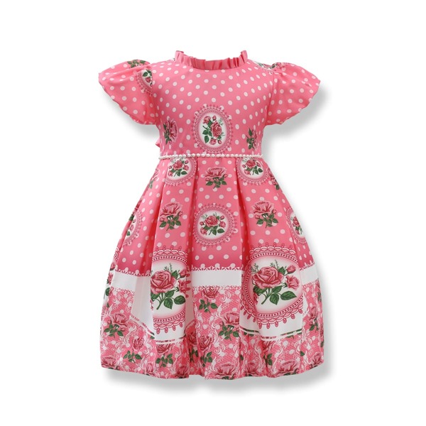 

Toddler Girls Pearls Beaded Floral Party Dress, Pink