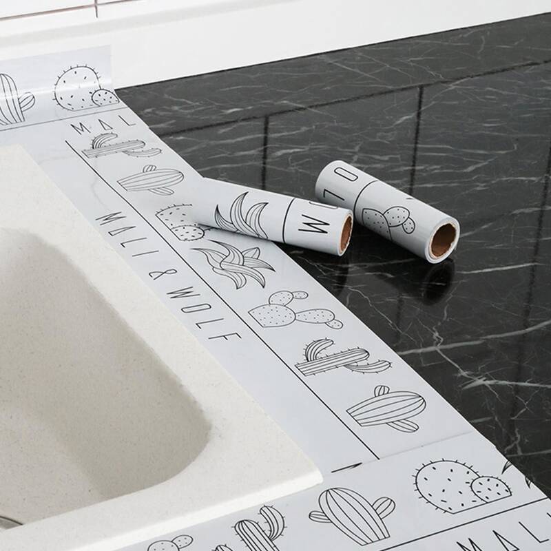 

1roll Cactus Print Oil-proof Sticker, White