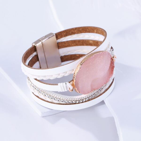 

Crystal Decor PU Bracelet, White